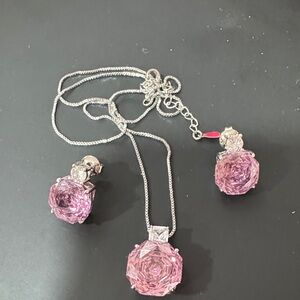 Elegant Pink Crystal  with lab diamonds Jewelry Set